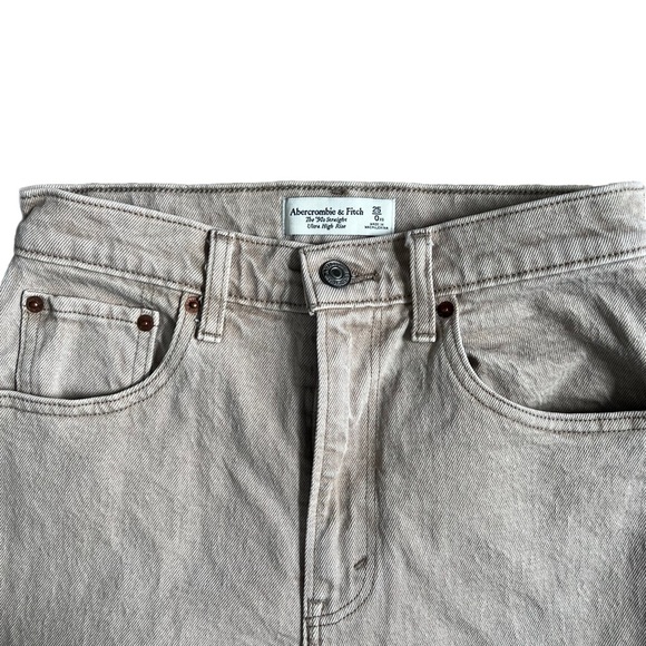 ABERCROMBIE & FITCH OAT / CREAM THE 90’S STRAIGHT ULTRA HIGH RISE JEANS SIZE 25 - Picture 5 of 13